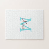 eenvoudig minimaal toevoegen naam monogram roze ro legpuzzel (Horizontaal)