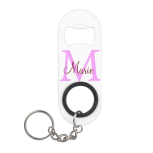 eenvoudig minimaal toevoegen naam monogram roze ro mini flessenopener