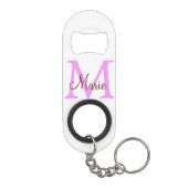 eenvoudig minimaal toevoegen naam monogram roze ro mini flessenopener (Achterkant)