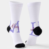 eenvoudig minimaal toevoegen naam monogram roze ro sokken (Gebogen)