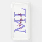 eenvoudig minimaal toevoegen naam monogram roze ro spandoek (Verticaal)