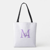 eenvoudig minimaal toevoegen naam monogram roze ro tote bag (Achterkant)