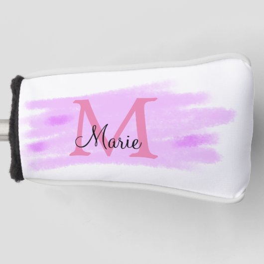 eenvoudig minimaal toevoegen naam monogram roze wa golfheadcover (Voorkant)