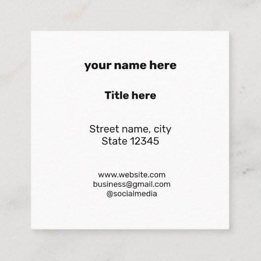 EENVOUDIG MINIMAAL TOEVOEGEN UW LOGO-DOUANESTEKST  VIERKANTE VISITEKAARTJE (Achterkant)