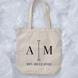 Eenvoudig Minimaal Trouwcadeau met Monogram Tote Bag