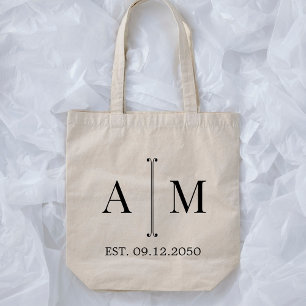 Eenvoudig Minimaal Trouwcadeau met Monogram Tote Bag