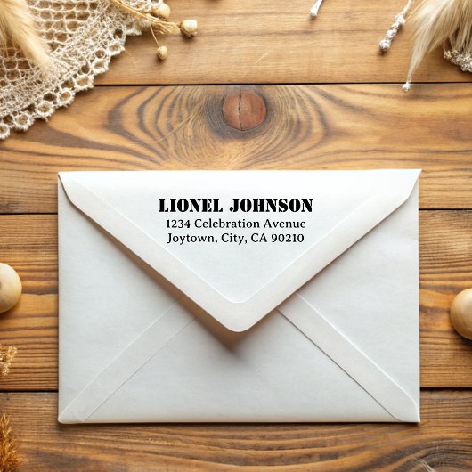 Eenvoudig minimaal Typografie Stencil Return Adres Rubberstempel