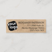 Eenvoudig & Minimaal Vintage Beige Zwart Eigen Log Mini Visitekaartje (Voorkant)