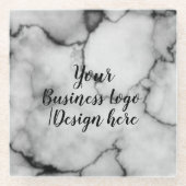 Eenvoudig Minimaal Voeg hier uw logo/ontwerp marme Glazen Onderzetter (Voorkant)