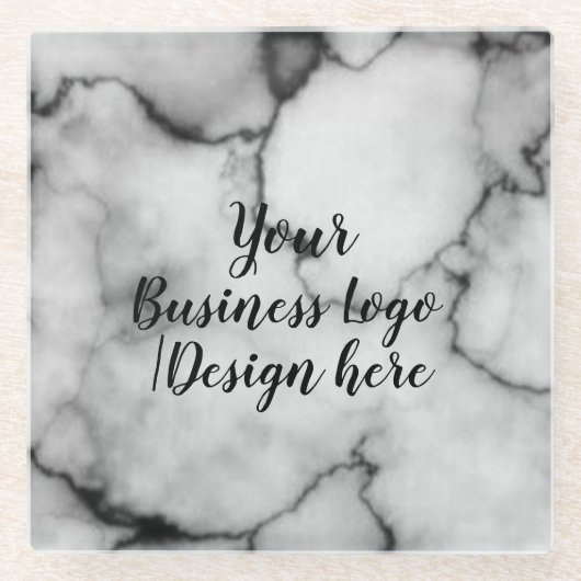 Eenvoudig Minimaal Voeg hier uw logo/ontwerp marme Glazen Onderzetter (Voorkant)