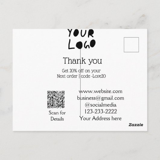 eenvoudig minimaal voeg hier uw logo/ontwerp tekst briefkaart (Achterkant)