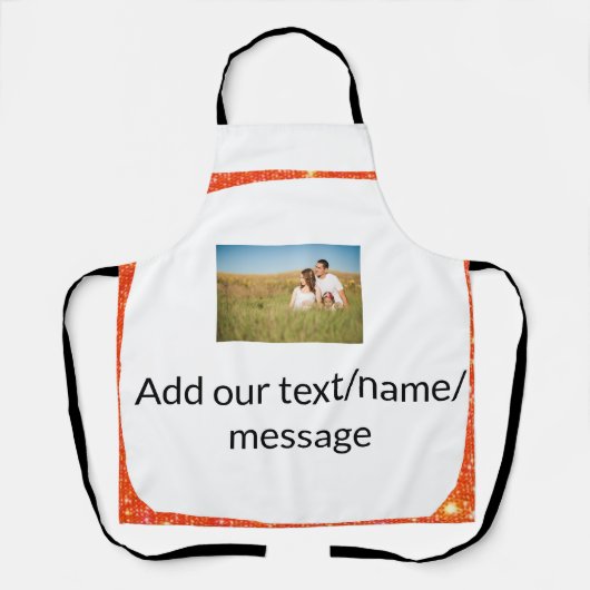 Eenvoudig minimaal voeg je fototekst glitter spars schort (Voorkant)