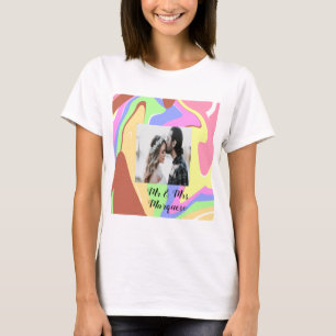 eenvoudig minimaal voeg je naam foto roze blauw gr t-shirt