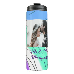 eenvoudig minimaal voeg je naam toe foto blauw gro thermosbeker