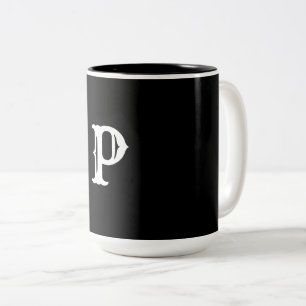 eenvoudig minimaal voeg je tekst monogram foto toe tweekleurige koffiemok