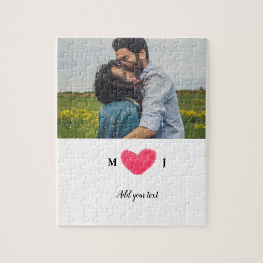 eenvoudig minimaal voeg jouw naam foto monogram in legpuzzel (Verticaal)