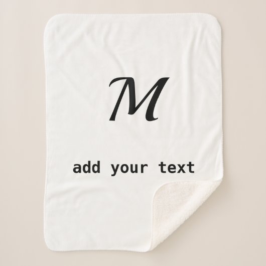 eenvoudig minimaal voeg jouw tekst monogram foto t sherpa deken (Voorkant)