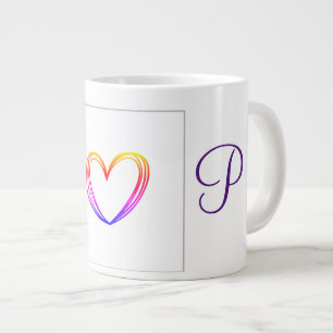 eenvoudig minimaal voeg jouw tekst monogram foto v grote koffiekop