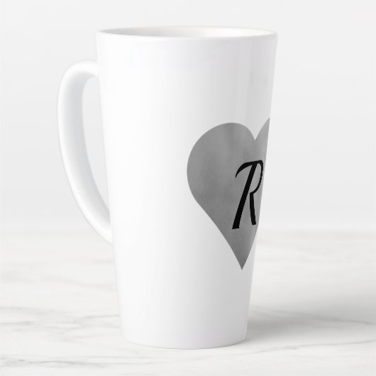 eenvoudig minimaal voeg jouw tekst monogram foto v latte mok (Linkerhoek)