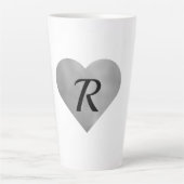 eenvoudig minimaal voeg jouw tekst monogram foto v latte mok (Voorkant)