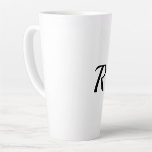 eenvoudig minimaal voeg jouw tekst monogram foto v latte mok