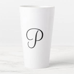 eenvoudig minimaal voeg jouw tekst monogram foto v latte mok
