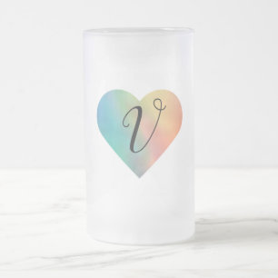 eenvoudig minimaal voeg jouw tekst monogram foto v matglas bierpul