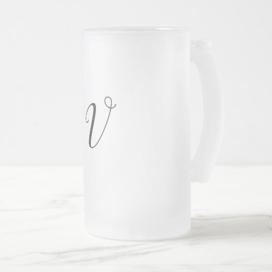 eenvoudig minimaal voeg jouw tekst monogram foto v matglas bierpul (Voorkant rechts)