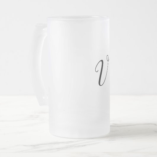 eenvoudig minimaal voeg jouw tekst monogram foto v matglas bierpul (Voorkant links)