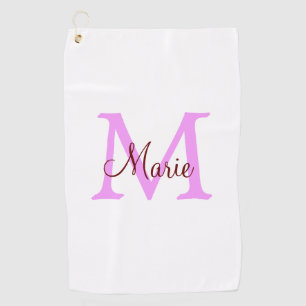 eenvoudig minimaal voeg naam monogram roze rood golfhanddoek