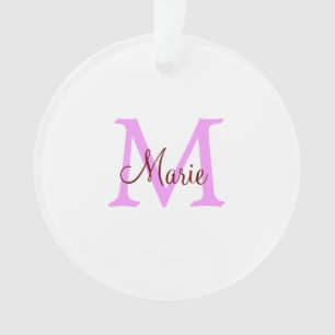 eenvoudig minimaal voeg naam monogram roze rood ornament