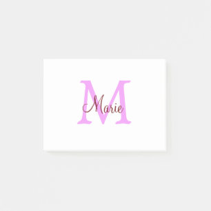 eenvoudig minimaal voeg naam monogram roze rood post-it® notes