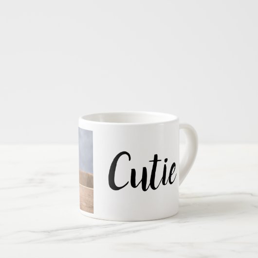 eenvoudig minimaal voeg uw eigen huisfotonaam toe espresso kop (Voorkant rechts)