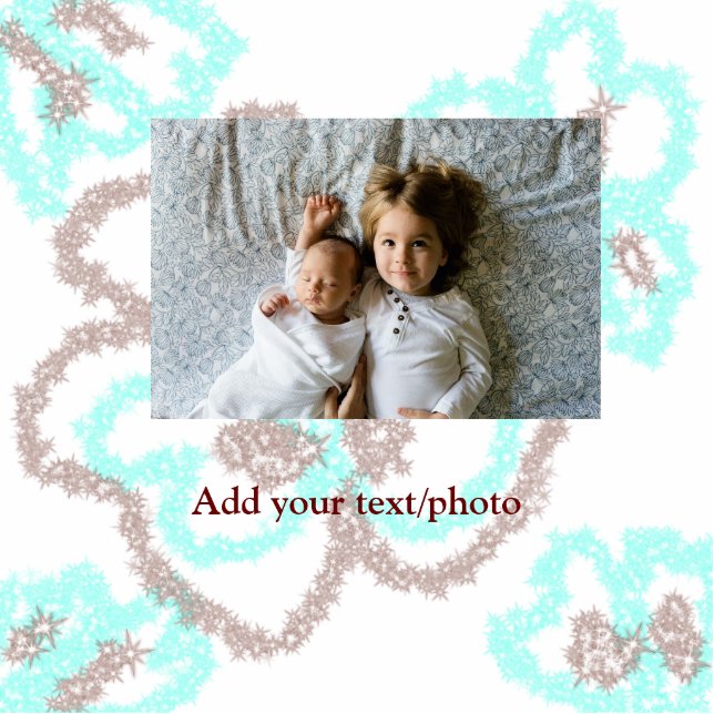 eenvoudig minimaal VOEG UW FOTO TEKST blauwe glitt Staand Fotobeeldje (Voorkant)