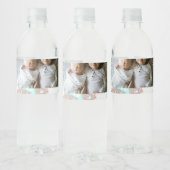 eenvoudig minimaal VOEG UW FOTO TEKST blauwe glitt Waterfles Etiket (Flessen)