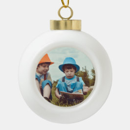 eenvoudig minimaal VOEG UW FOTO TEKST CHRISTMAS-Ce Keramische Bal Ornament