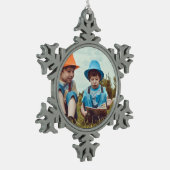 eenvoudig minimaal VOEG UW FOTO TEKST CHRISTMAS-Ce Tin Sneeuwvlok Ornament (Links)
