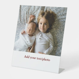 eenvoudig minimaal VOEG UW FOTO TEKST CHRISTMAS P  Reclamebord Met Voetstuk