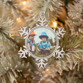 eenvoudig minimaal VOEG UW FOTO TEKST CHRISTMAS TO Tin Sneeuwvlok Ornament