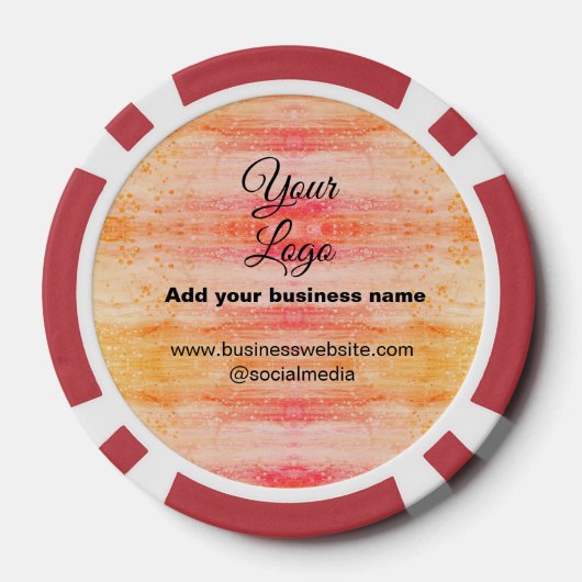 eenvoudig minimaal voeg uw logo/design roze oranje poker chips (Achterkant)