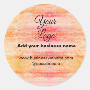 eenvoudig minimaal voeg uw logo/design roze oranje ronde sticker