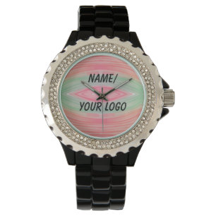 eenvoudig minimaal voeg uw logo naam aquarel toe horloge