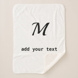 eenvoudig minimaal voeg uw tekst monogram foto toe sherpa deken