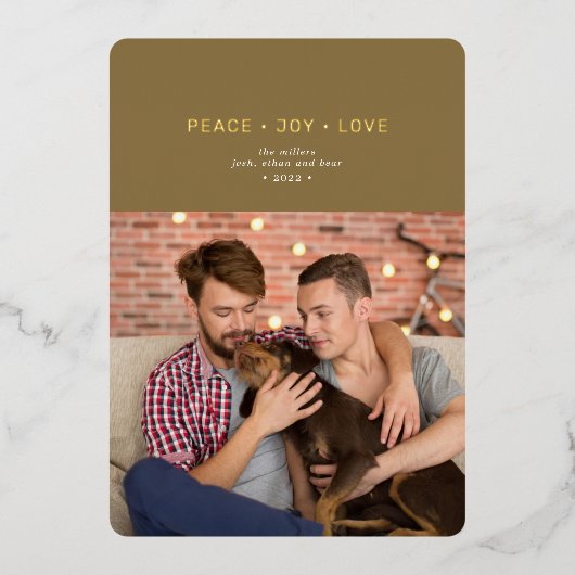 Eenvoudig minimaal vredesliefhebber Groen goud Folie Feestdagenkaart (Voorkant)