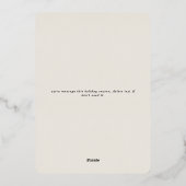 Eenvoudig minimaal vredesliefhebber Groen goud Folie Feestdagenkaart (Achterkant)