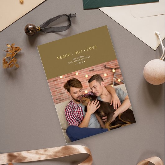 Eenvoudig minimaal vredesliefhebber Groen goud Folie Feestdagenkaart