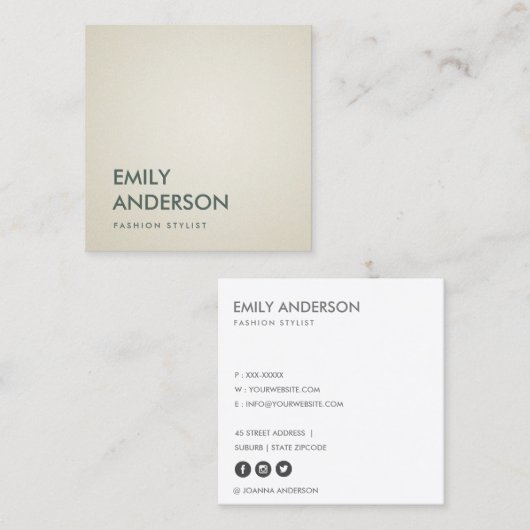 EENVOUDIG MINIMAAL VREDESSILVER VIERKANTE VISITEKAARTJE (Voorkant / Achterkant)