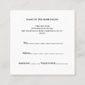 Eenvoudig minimaal wit en zwart schoonheidssalon c kortingskaartje (Achterkant)