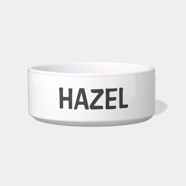 Eenvoudig Minimaal Wit & Grijs Water Kat of Hond Voerbakje (Voorkant)