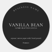 Eenvoudig minimaal zwart-homemade-etiket met kaars ronde sticker (Voorkant)
